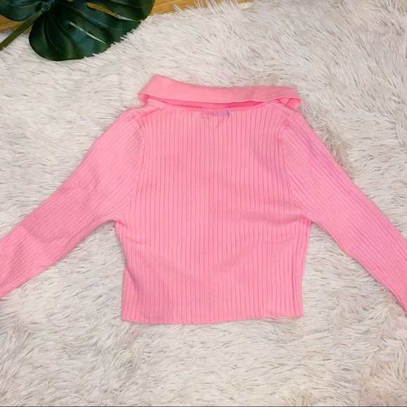 SHEIN Pink Cropped Long Sleeve Top Medium - Picture 7 of 9